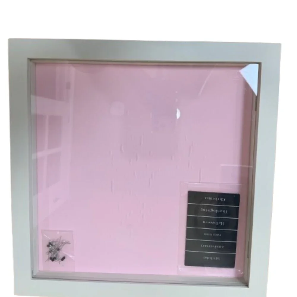 POTTERY BARN KIDS Gallery Shadow Box Picture Frame 15 x 15 White w/ Pink New